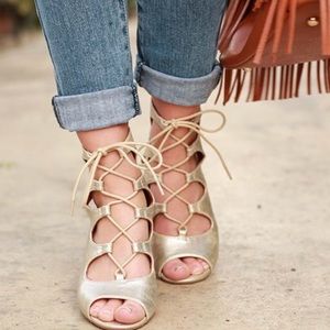 Gold Metallic Sandals. (Sold)